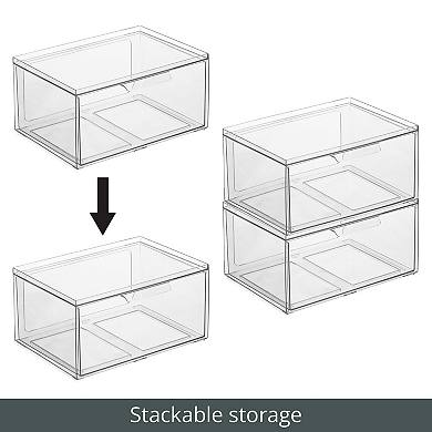 mDesign Clarity 8" x 12" x 6" Plastic Wide Stackable Kitchen Pantry Storage Organizer Drawer, 2 Pack