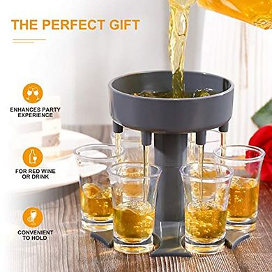 6 Shot Liquor Dispenser and Acrylic Plastic Shot Glass Set