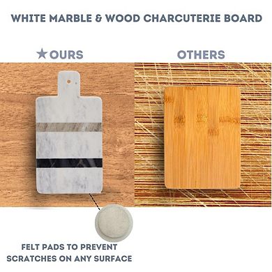 White Striped Marble Charcuterie Board with Handle