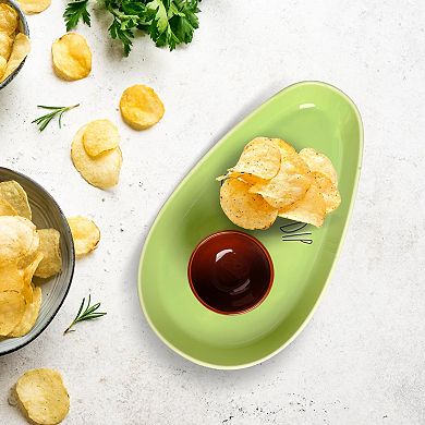 Ceramic Avocado Chip and Dip Serving Tray