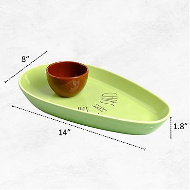 Ceramic Avocado Chip and Dip Serving Tray