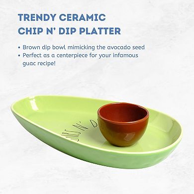 Ceramic Avocado Chip and Dip Serving Tray