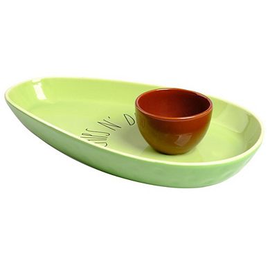 Ceramic Avocado Chip and Dip Serving Tray