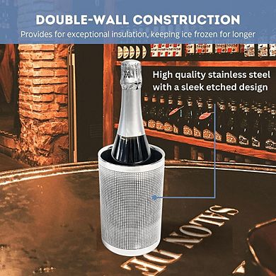 Etched Stainless Steel Double Wall Wine Cooler