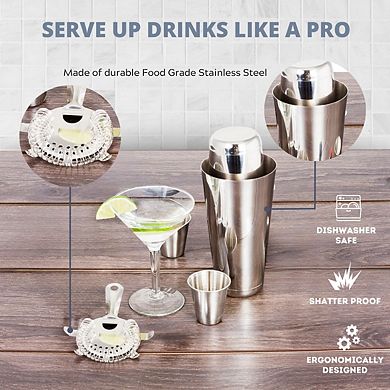 16 Piece Wine and Cocktail Essential Barware Mixing Tools Set
