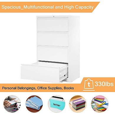 AOBABO 4 Drawer Lateral File Cabinet w/ Lock for Letter/Legal Size Paper