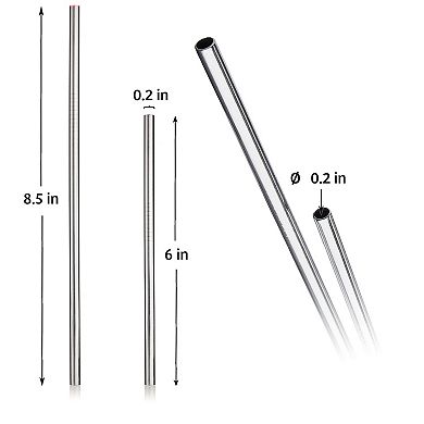 Reusable Stainless Steel Straws with Case and Cleaning Brush