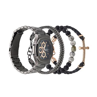 Men's Analog Watch & Stackable Bracelet Set