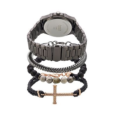 Men's Analog Watch & Stackable Bracelet Set