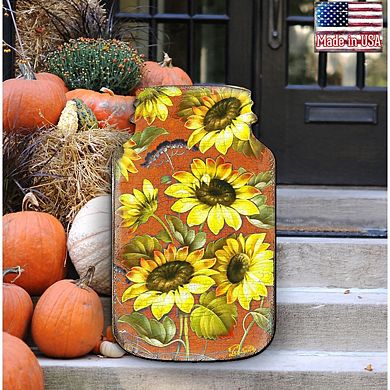 Sunflower Mason Jar Halloween Door Decor by G. DeBrekht - Thanksgiving Halloween Decor