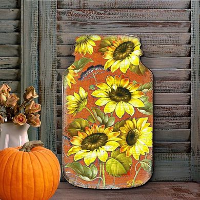 Sunflower Mason Jar Halloween Door Decor by G. DeBrekht - Thanksgiving Halloween Decor