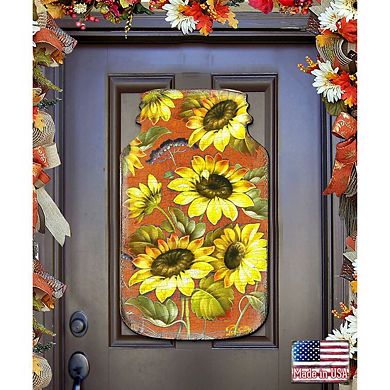 Sunflower Mason Jar Halloween Door Decor by G. DeBrekht - Thanksgiving Halloween Decor