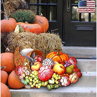 Floral Cornucopia Halloween Door Decor by G. DeBrekht - Thanksgiving Halloween Decor