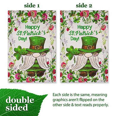 G128 Garden Flag Happy St. Patrick's Day Gnome Leprechaun 12"x18" Blockout