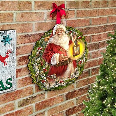 Enchanted Christmas santa wreath Door Decor by D. Gelsinger - Christmas Decor