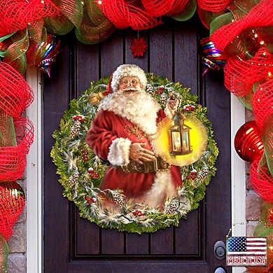 Enchanted Christmas santa wreath Door Decor by D. Gelsinger - Christmas Decor