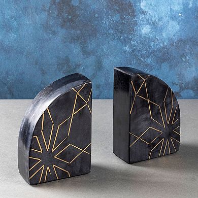 Enchant Black Marble Bookends, Set of 2