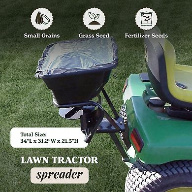 Field Tuff 12V Lawn Tractor 80 Pound Capacity Grass, Seed, Fertilizer Spreader