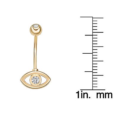 Lila Moon 10k Gold Cubic Zirconia Evil Eye Curved Belly Ring