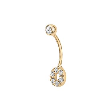 Lila Moon 10k Gold Cubic Zirconia Circle Curved Belly Ring