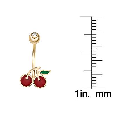 Lila Moon 10k Gold Cubic Zirconia Enamel Cherry Belly Ring