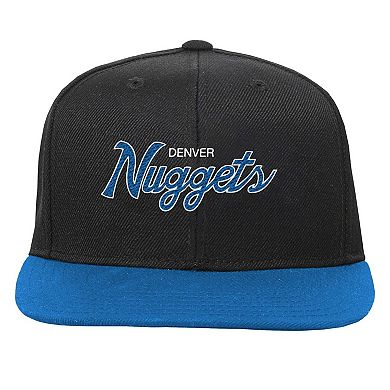 Youth Mitchell & Ness Black Denver Nuggets Team Script Snapback Hat