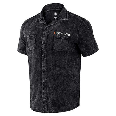Men's Darius Rucker Collection by Fanatics  Black Miami Hurricanes Team Color Button-Up Shirt
