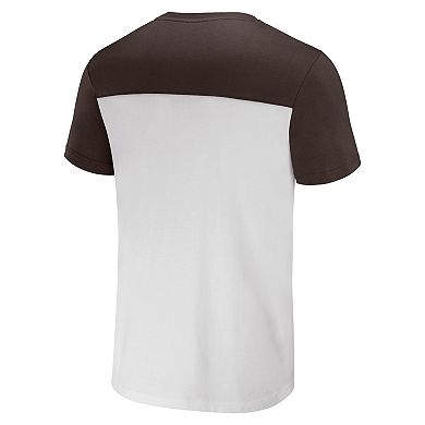 Men's NFL x Darius Rucker Collection by Fanatics White/Brown Cleveland Browns Colorblocked T-Shirt