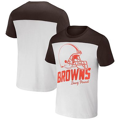Men's NFL x Darius Rucker Collection by Fanatics White/Brown Cleveland Browns Colorblocked T-Shirt