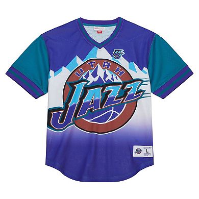 Men's Mitchell & Ness  Purple Utah Jazz Jumbotron 3.0 Mesh V-Neck T-Shirt