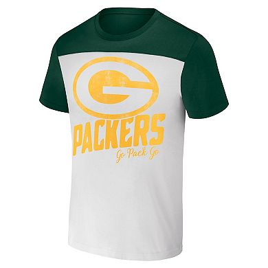 Men's NFL x Darius Rucker Collection by Fanatics Cream Green Bay Packers Colorblocked T-Shirt