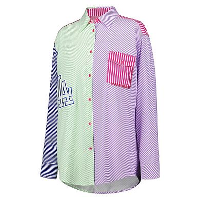Women's Green/Purple Los Angeles Dodgers Button-Up Shirt