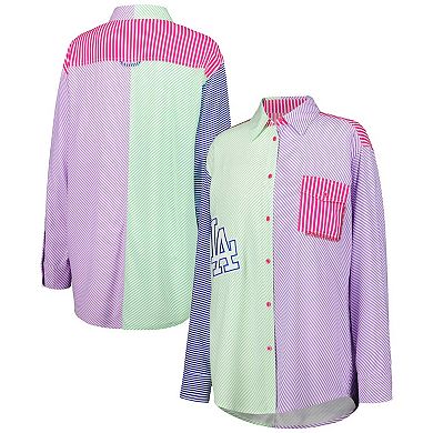 Women's Green/Purple Los Angeles Dodgers Button-Up Shirt