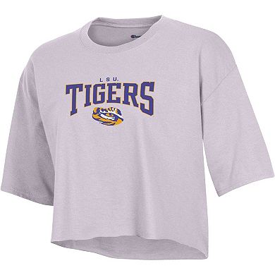 Women's Champion Lavender LSU Tigers Boyfriend Cropped T-Shirt