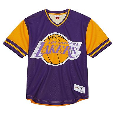 Men's Mitchell & Ness  Purple Los Angeles Lakers Jumbotron 3.0 Mesh V-Neck T-Shirt