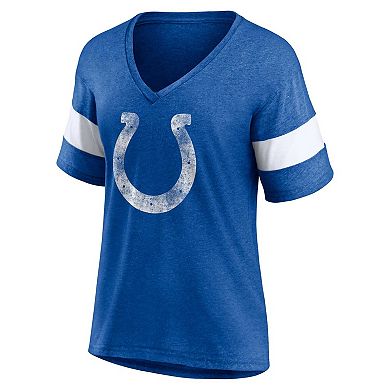 Women's Fanatics Branded Royal Indianapolis Colts Plus Size Logo V-Neck T-Shirt