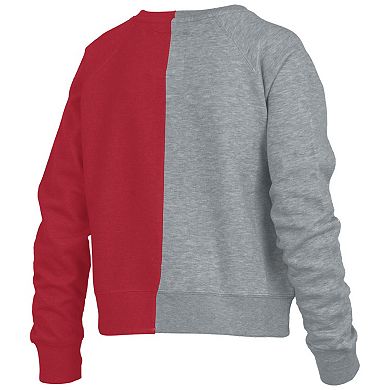 Women's Pressbox  Heather Gray Wisconsin Badgers Half and Half Raglan Pullover Sweatshirt