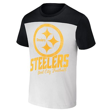 Men's NFL x Darius Rucker Collection by Fanatics Cream Pittsburgh Steelers Colorblocked T-Shirt
