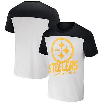 Men's NFL x Darius Rucker Collection by Fanatics Cream Pittsburgh Steelers Colorblocked T-Shirt