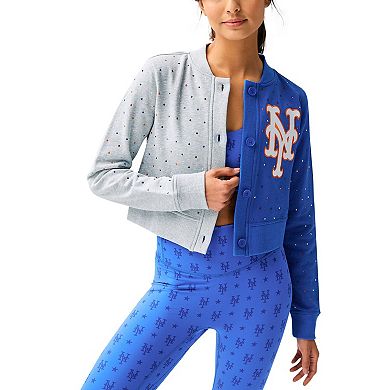 Women's Gray/Royal New York Mets Cropped Button-Up Cardigan