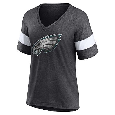 Women's Fanatics Branded Charcoal Philadelphia Eagles Plus Size Logo V-Neck T-Shirt