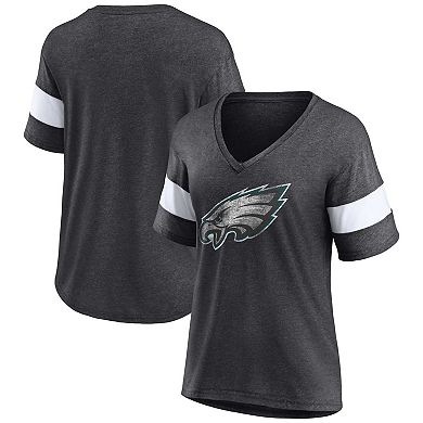 Women's Fanatics Branded Charcoal Philadelphia Eagles Plus Size Logo V-Neck T-Shirt