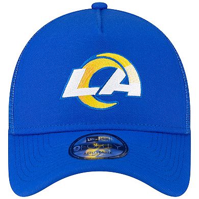 Men's New Era Royal Los Angeles Rams  A-Frame Trucker 9FORTY Adjustable Hat