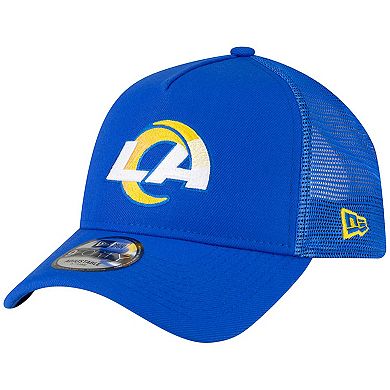 Men's New Era Royal Los Angeles Rams  A-Frame Trucker 9FORTY Adjustable Hat