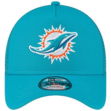 Men's New Era Aqua Miami Dolphins  A-Frame Trucker 9FORTY Adjustable Hat