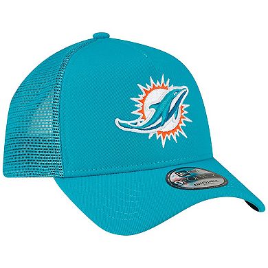 Men's New Era Aqua Miami Dolphins  A-Frame Trucker 9FORTY Adjustable Hat