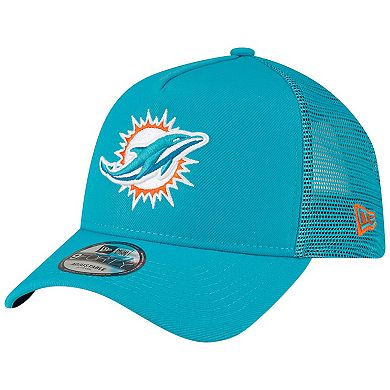 Men's New Era Aqua Miami Dolphins  A-Frame Trucker 9FORTY Adjustable Hat