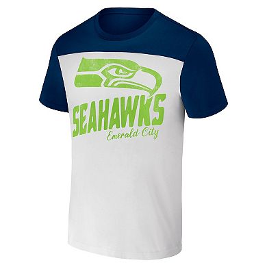 Men's NFL x Darius Rucker Collection by Fanatics Cream Seattle Seahawks Colorblocked T-Shirt