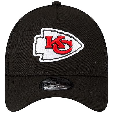 Men's New Era Black Kansas City Chiefs  A-Frame Trucker 9FORTY Adjustable Hat