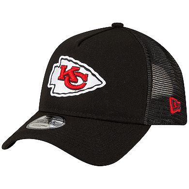 Men's New Era Black Kansas City Chiefs  A-Frame Trucker 9FORTY Adjustable Hat